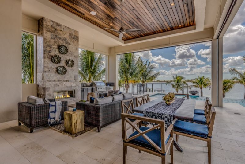 outdoor living area attached to the house