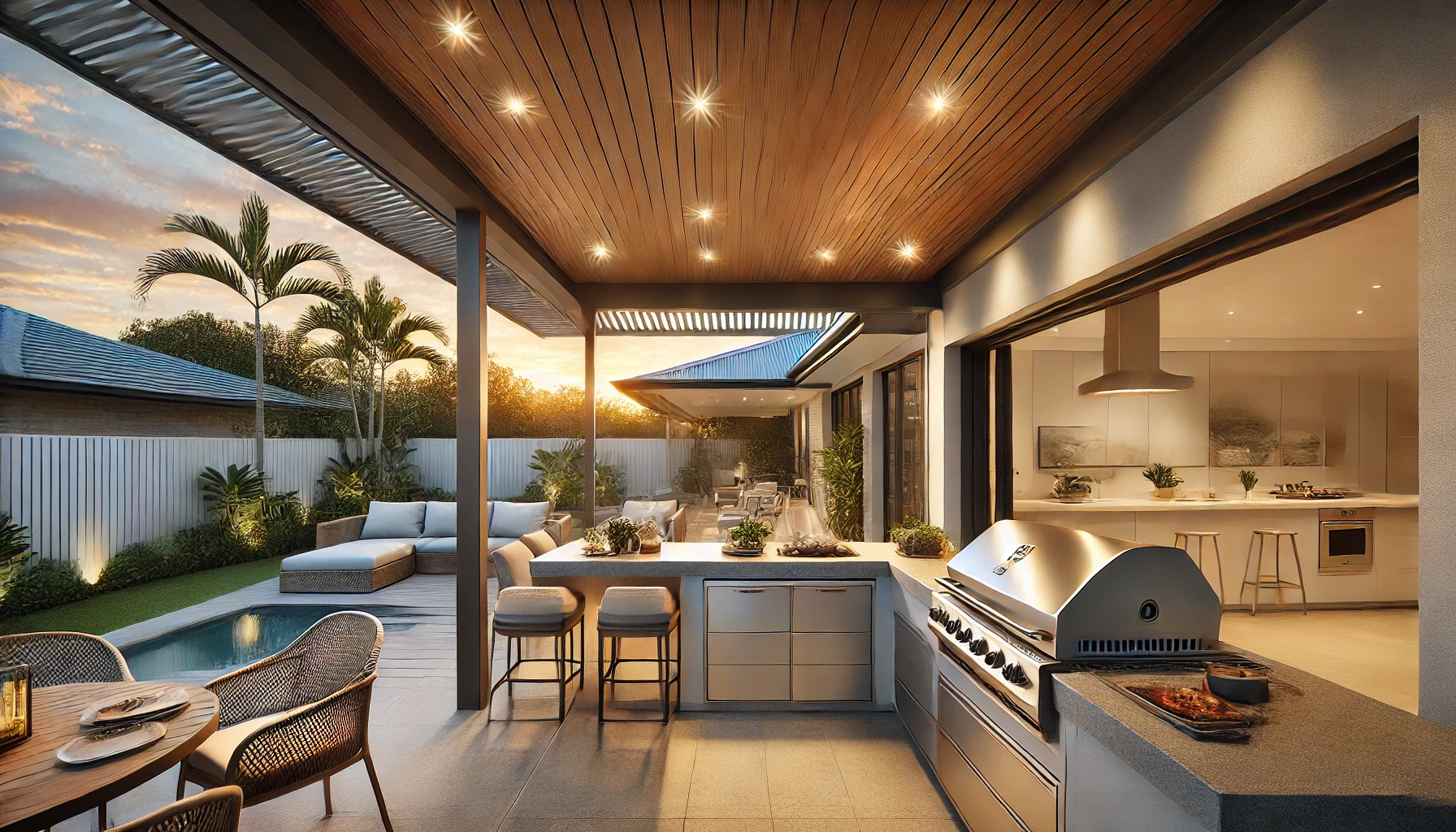 luxury outdoor kitchen and patio in Queensland